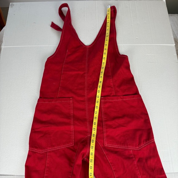 We The Free Red High Roller Cotton Utility Overalls Jumpsuit XS - Picture 9 of 11